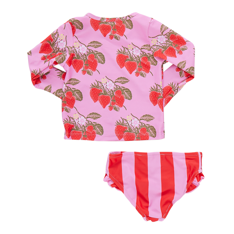 Baby Girls Rash Guard Set - Pink Wild Strawberries