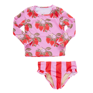 Baby Girls Rash Guard Set - Pink Wild Strawberries