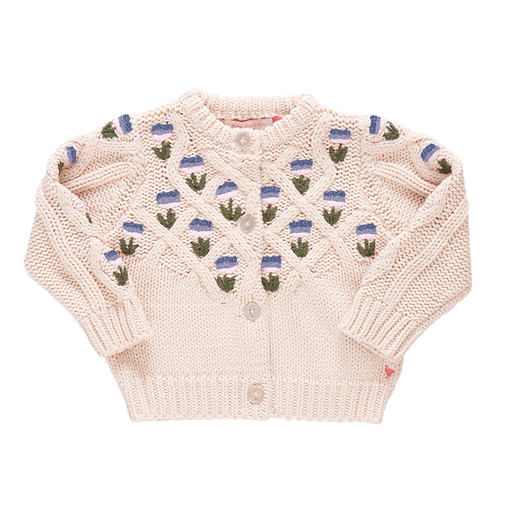 Baby Girls Tari Sweater - Cream Flower Embroidery