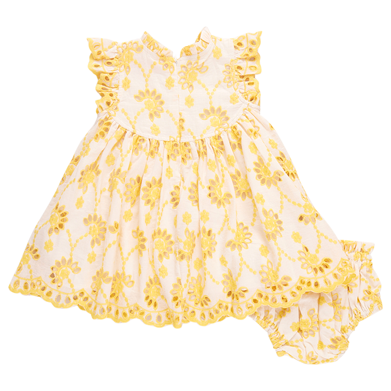 Baby Girls Cynthia Dress Set - Bright Yellow Eyelet