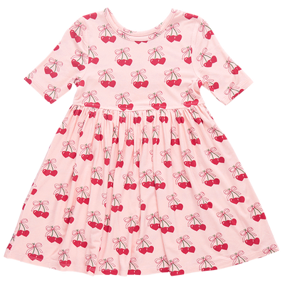 Girls Bamboo Steph Dress - Cherry Hearts