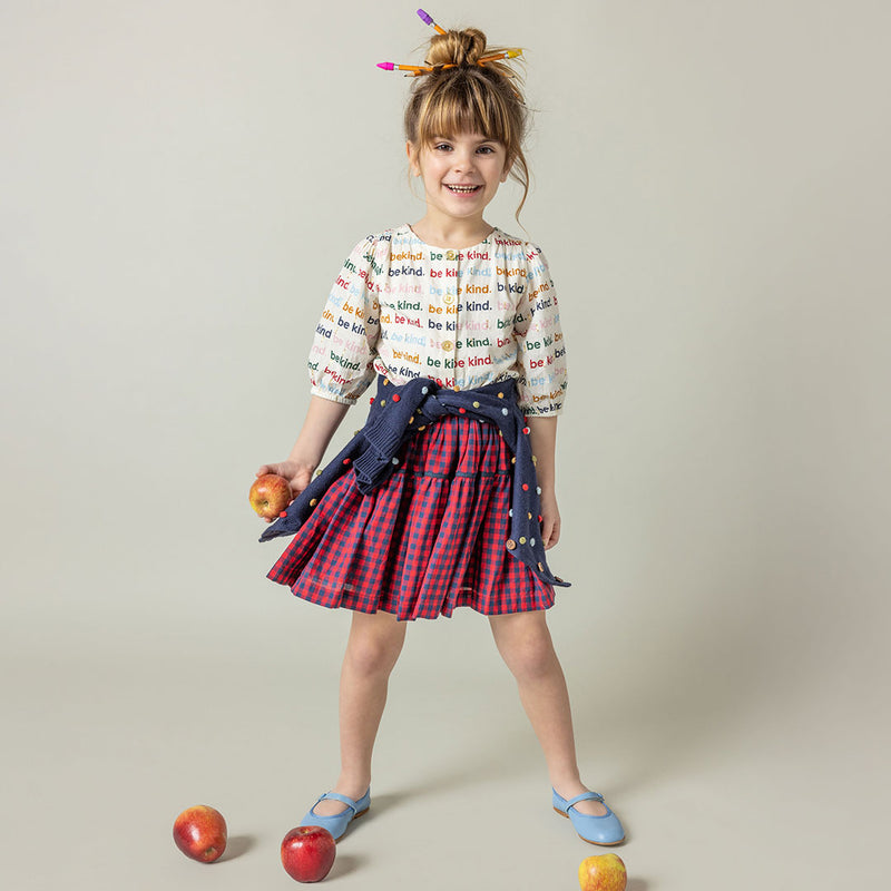 Girls Maribelle Skirt - Navy and Red Gingham