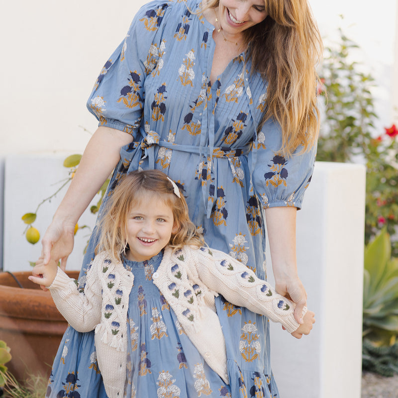 Girls Stevie Dress - Blue Flowerette