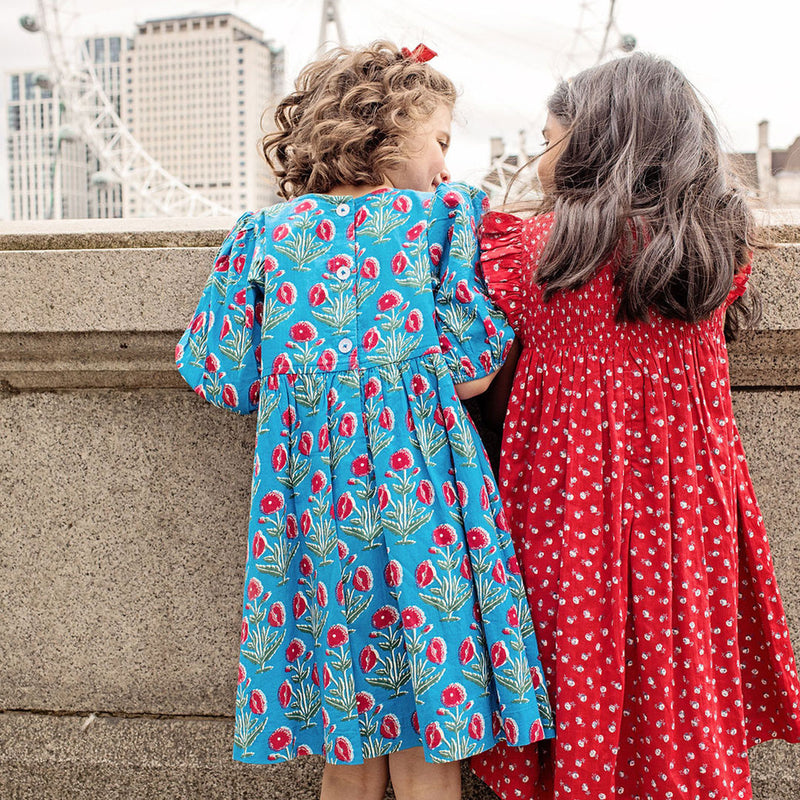 Girls Evelyn Dress - Blue Dandelion