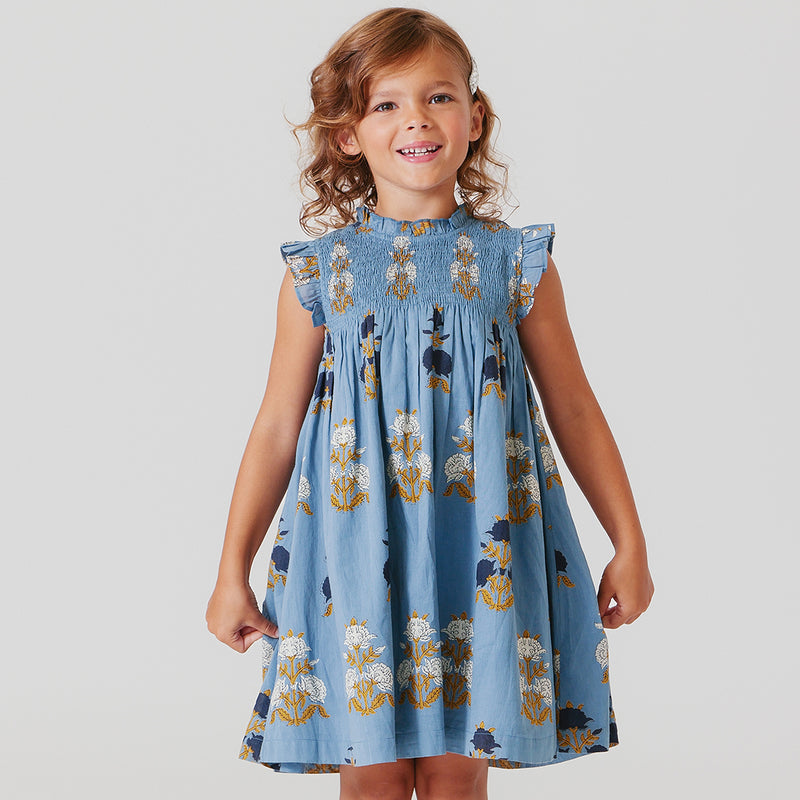 Girls Stevie Dress - Blue Flowerette