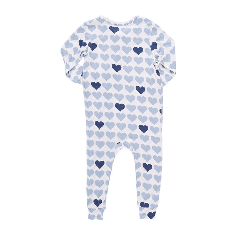 Baby Bamboo Romper - Blue Tiny Hearts