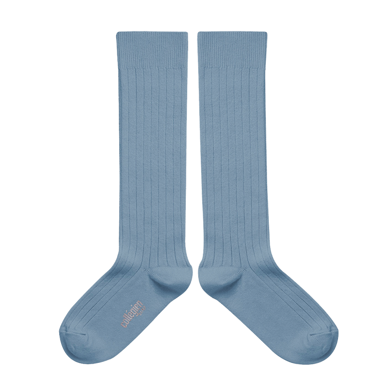 Ribbed Knee High Sock - Azure Blue