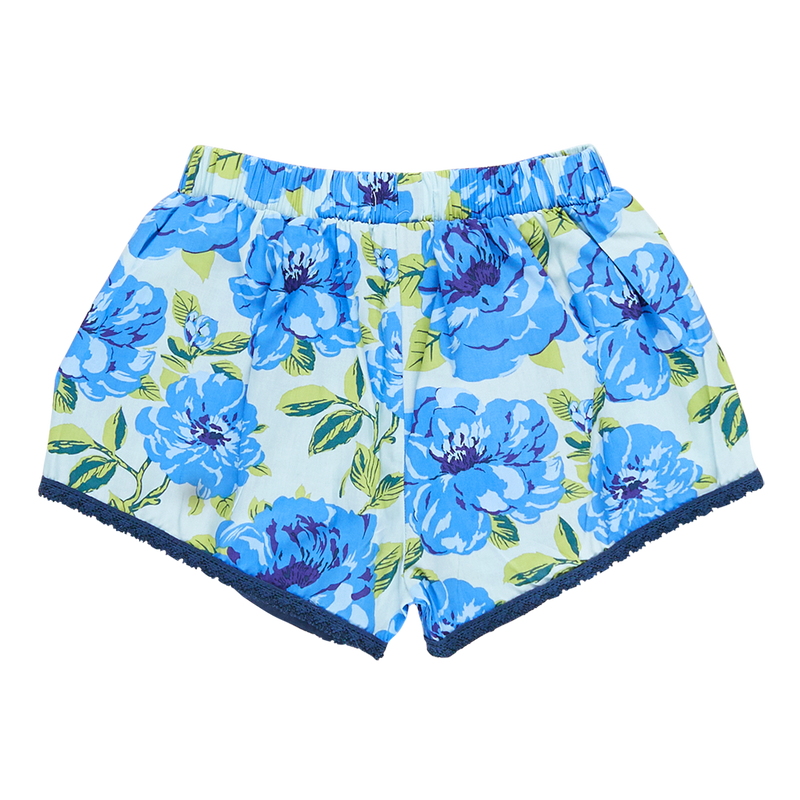 Girls Millie Short - Blue Peonies