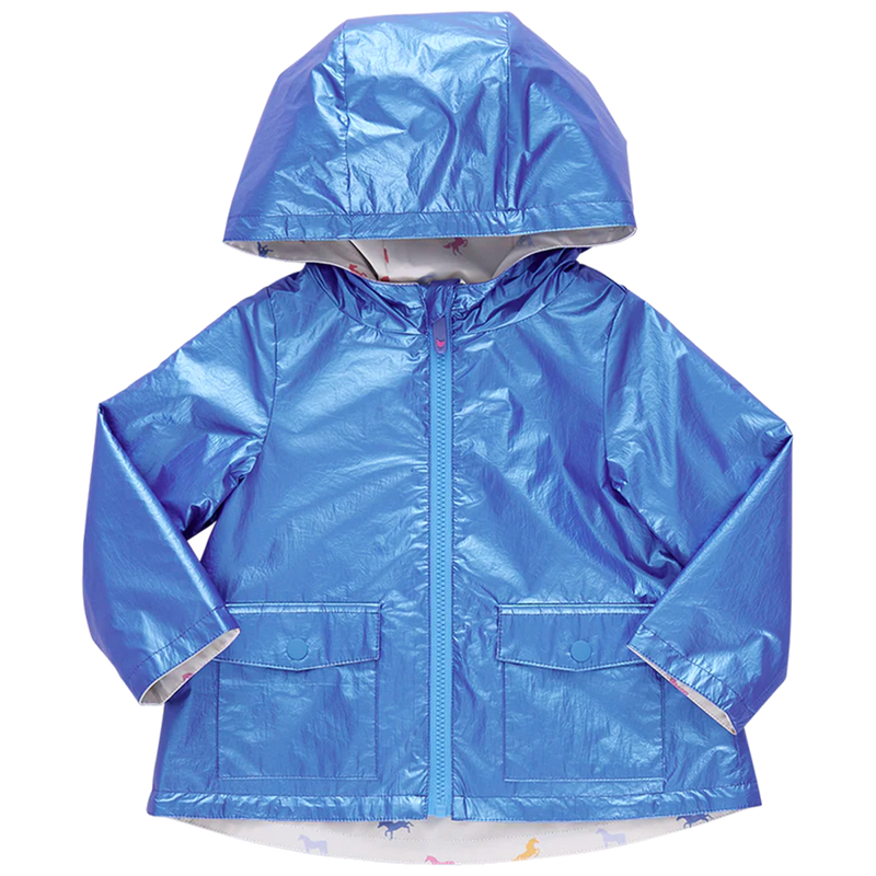 Girls Rafa Rain Coat - Blue Metallic