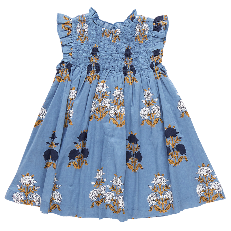 Girls Stevie Dress - Blue Flowerette