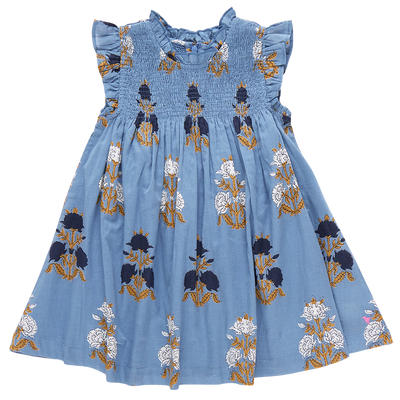 Girls Stevie Dress - Blue Flowerette