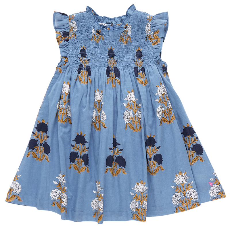 Girls Stevie Dress - Blue Flowerette