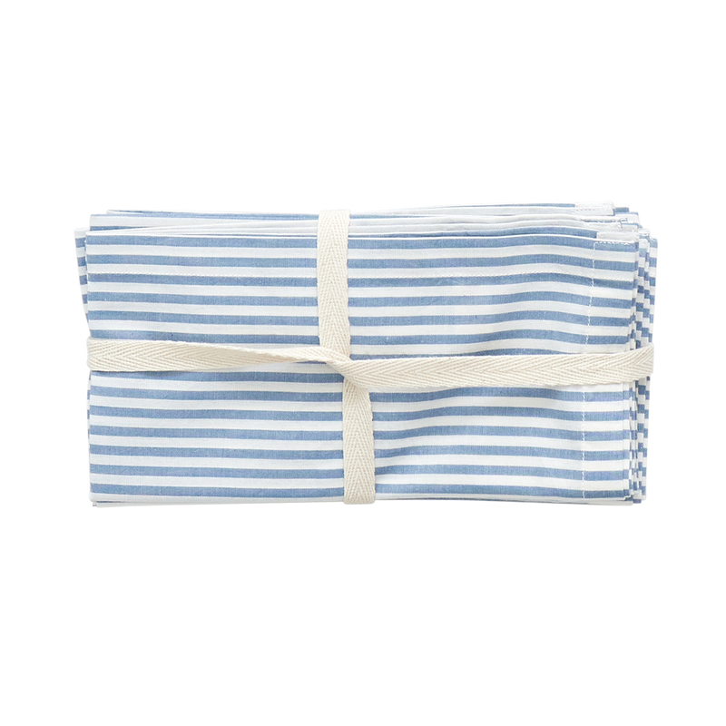 4-Pack Napkin Set - Blue Skinny Stripes