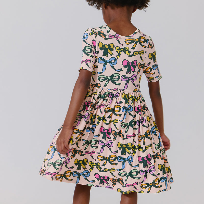 Girls Bamboo Steph Dress - Multi Bows