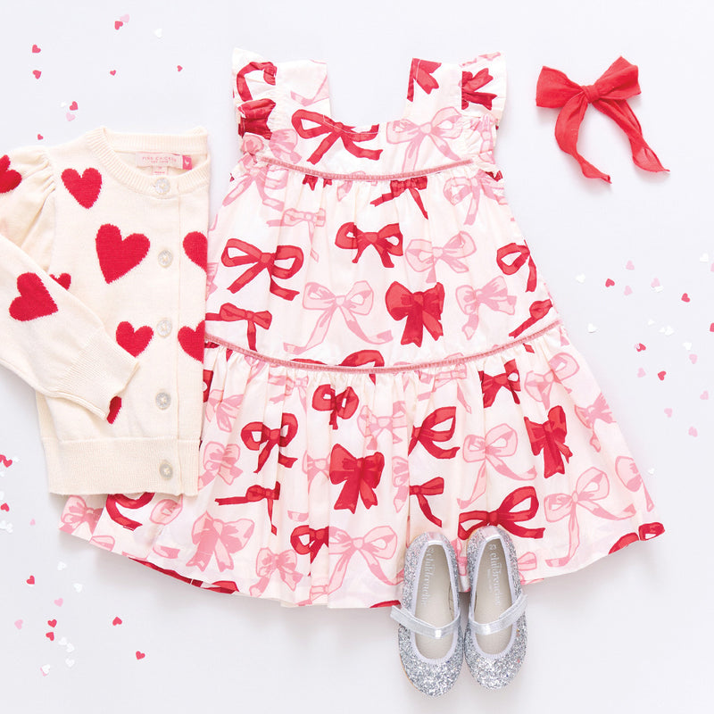 Girls Camelia Dress - Valentines Bows