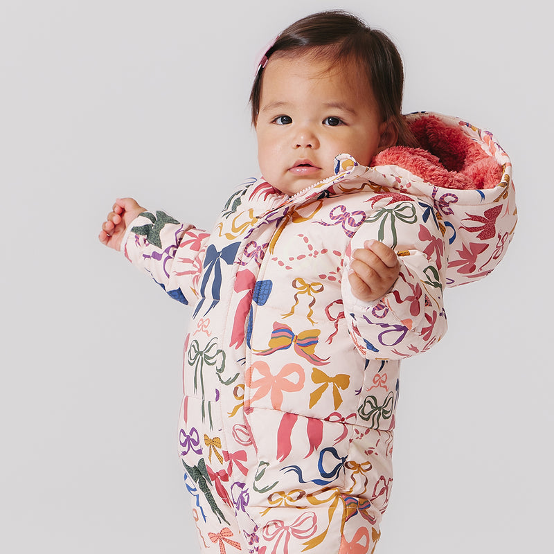 Baby Snowsuit - Bows on Bows Pink