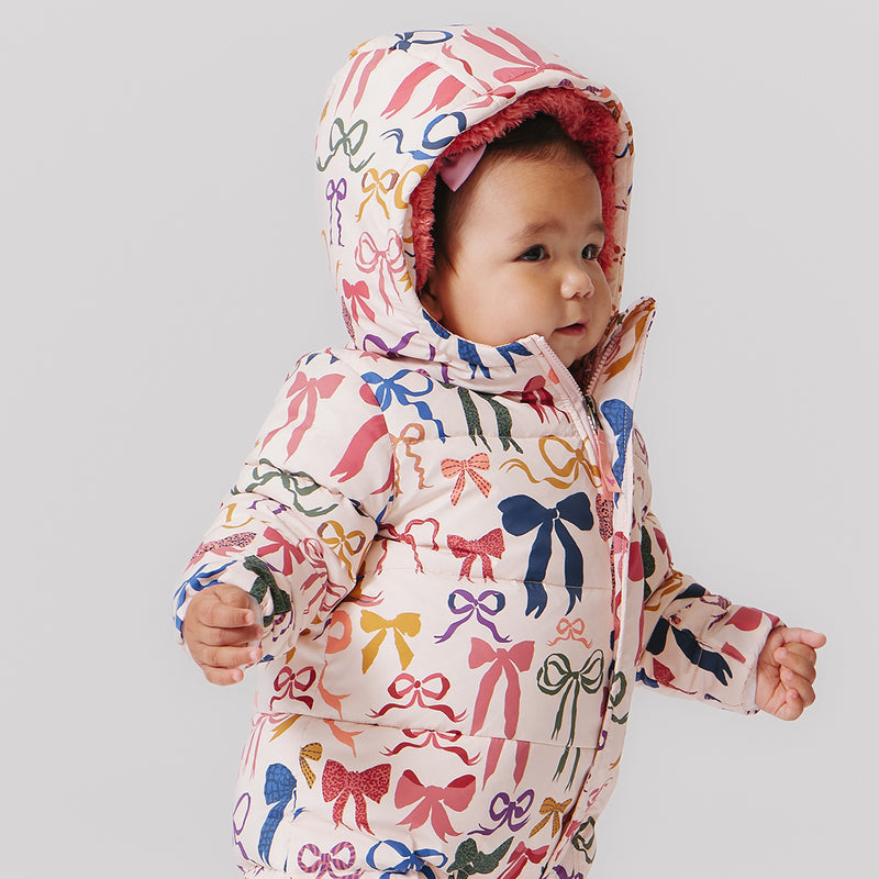 Baby Snowsuit - Bows on Bows Pink