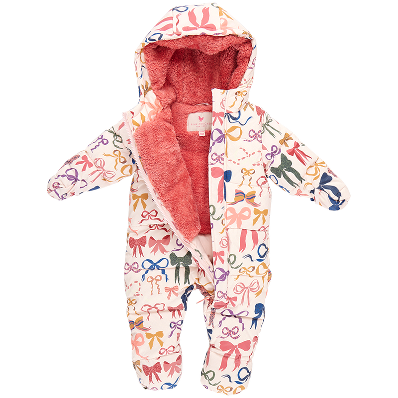 Baby Snowsuit - Bows on Bows Pink