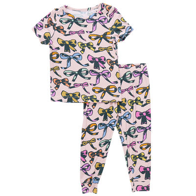 Kids Bamboo PJ Set - Multi Bows