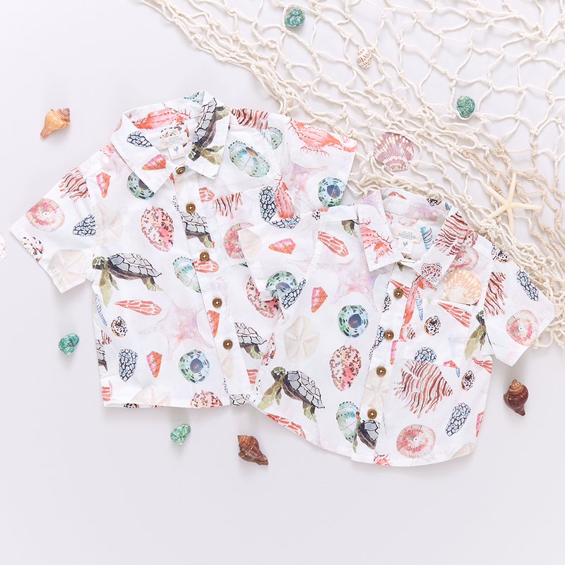 Baby Boys Jack Shirt - Watercolor Shells