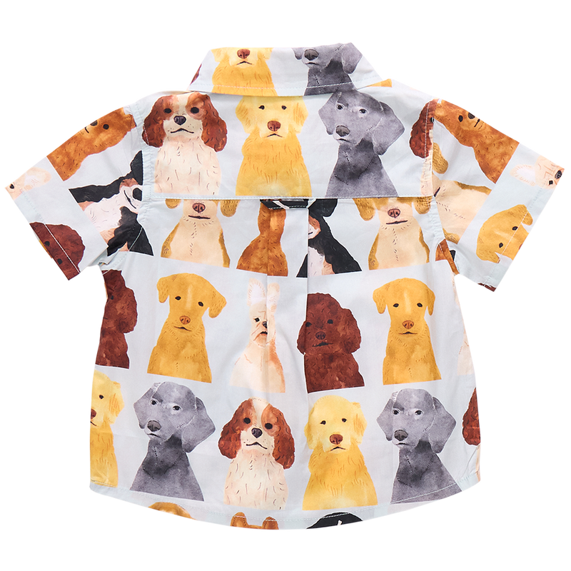 Boys Jack Shirt - Light Blue Watercolor Dogs