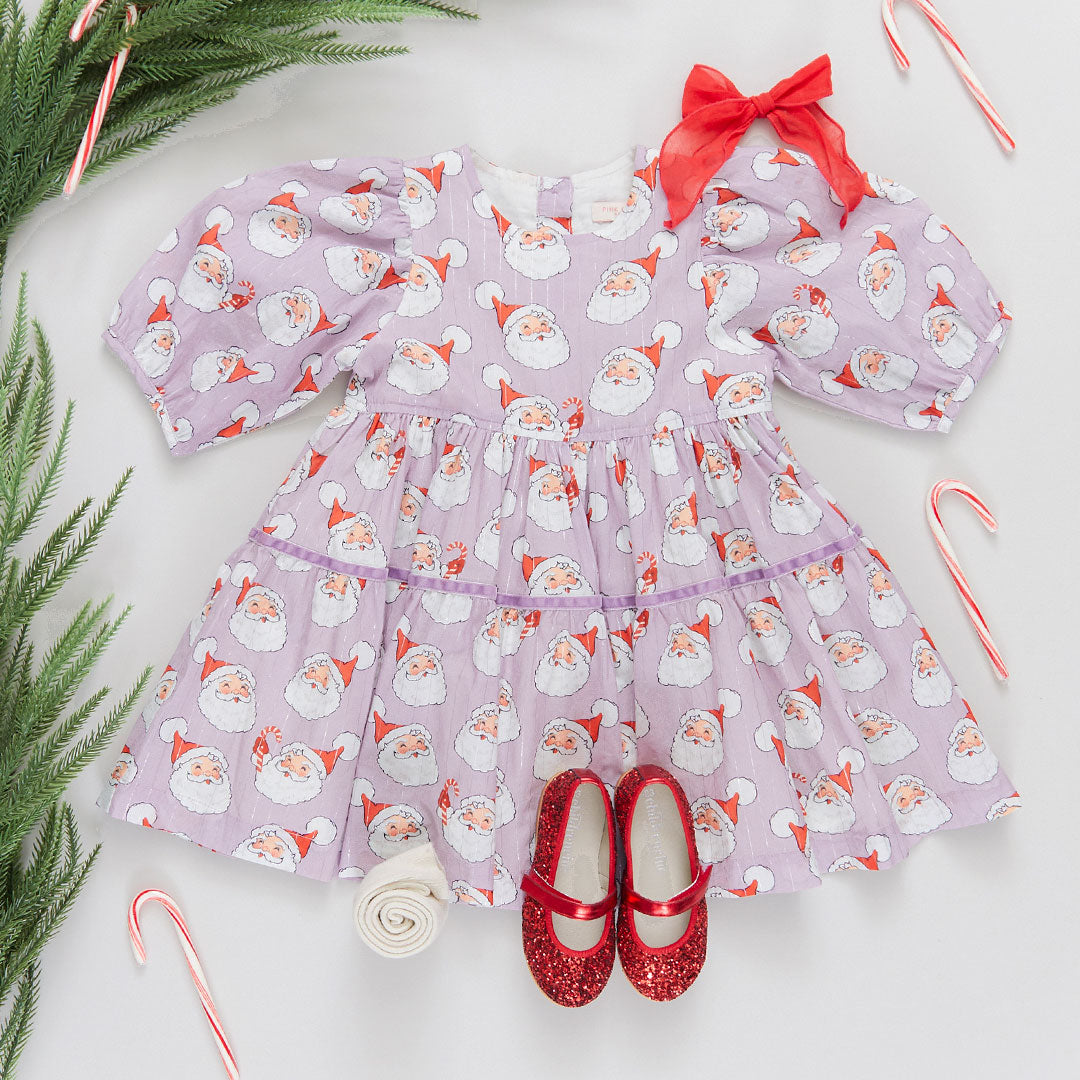 Girls Maribelle Dress - Lavender Santas – Pink Chicken