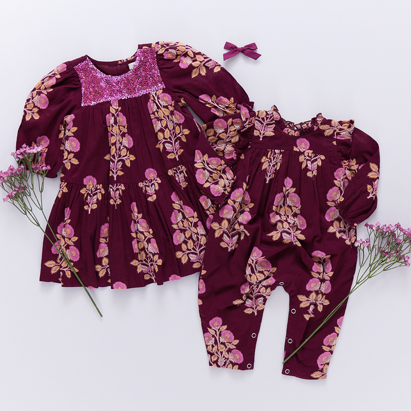 Baby Girls Kalani Jumper - Burgundy Bouquet Floral