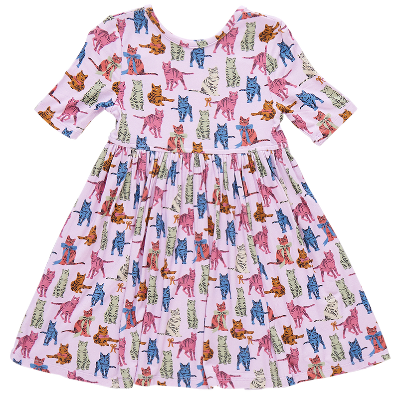 Girls Bamboo Steph Dress - Tabby Cats