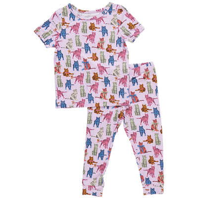 Kids Bamboo PJ Set - Tabby Cats