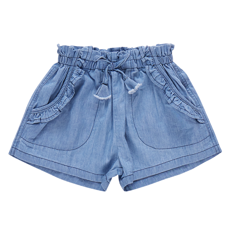 Girls Theodore Short - Medium Wash Chambray