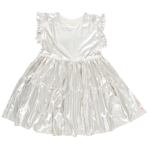 Girls Lame Polly Dress - Champagne