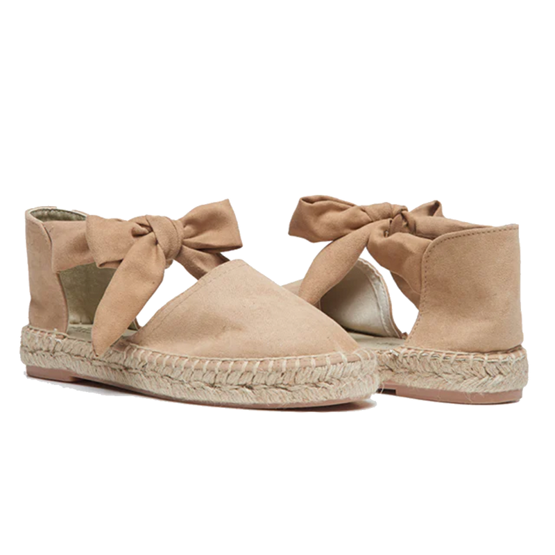 Suede Bow Espadrille - Montse Nude