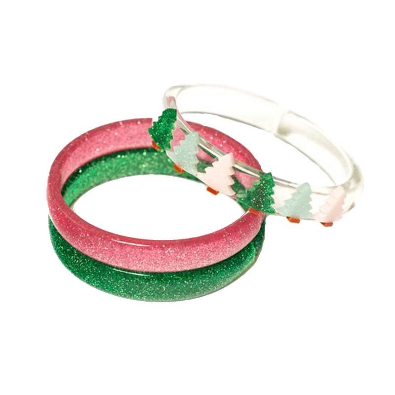 Glitter Tree Holiday Bangle Set