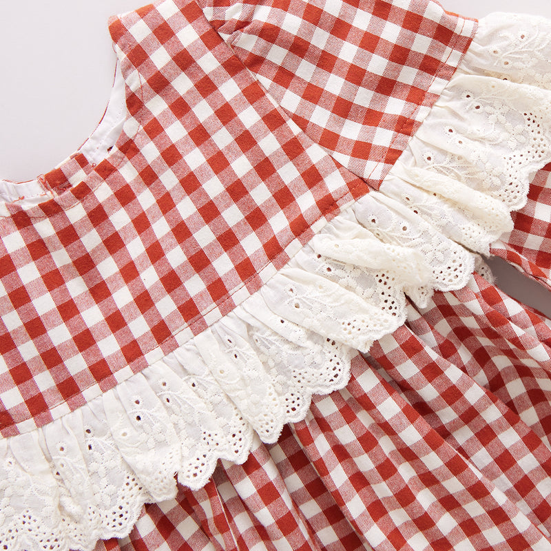 Girls Dixie Dress - Pony Gingham