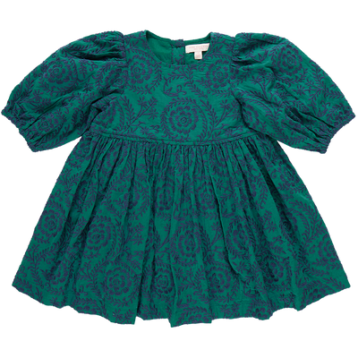 Girls Brooke Dress - Evergreen Blooming Embroidery