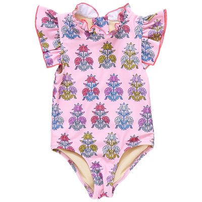 Girls Jennifer Suit - Pink Flowerette