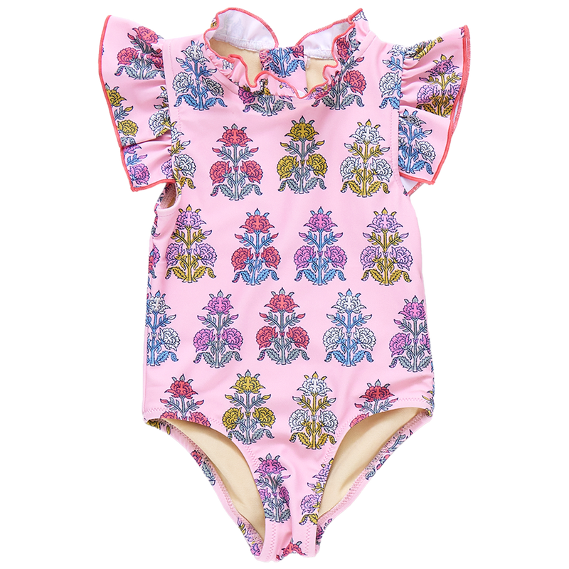 Girls Jennifer Suit - Pink Flowerette