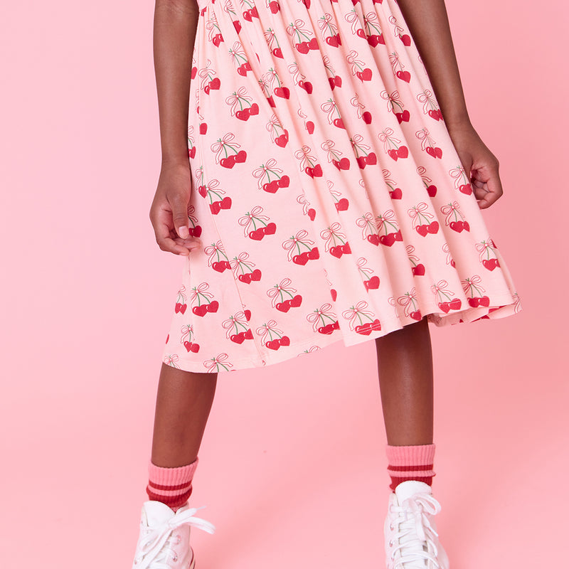 Girls Bamboo Steph Dress - Cherry Hearts