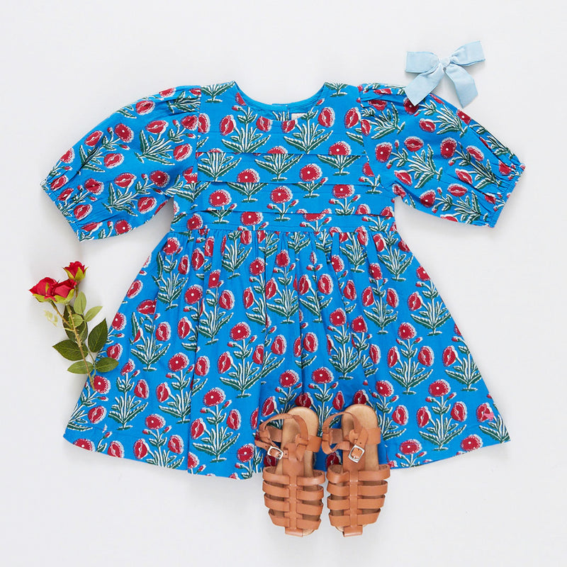 Girls Evelyn Dress - Blue Dandelion