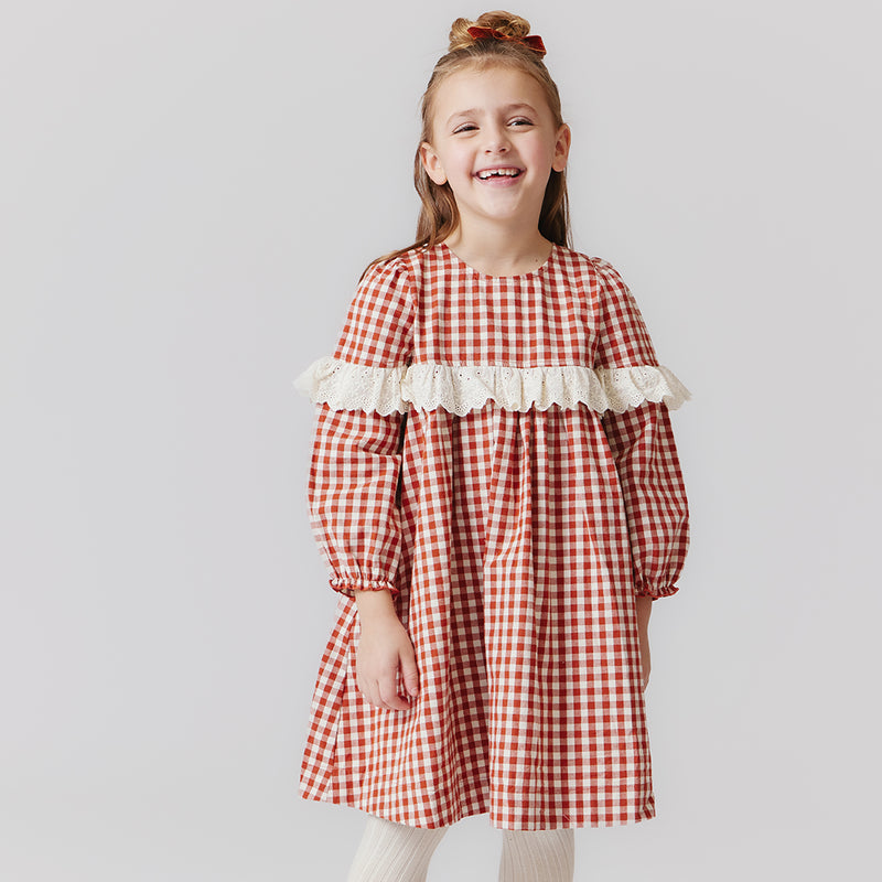 Girls Dixie Dress - Pony Gingham