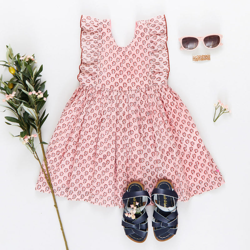 Girls Marceline Dress - Pink Lisbon Ditsy