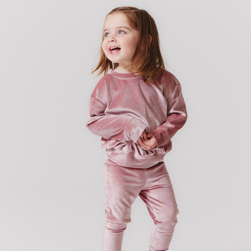 Girls Velour Legging - Mauve