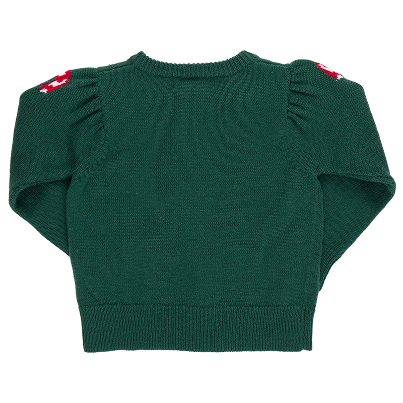 Girls Constance Sweater - Green Candy Cane Bows