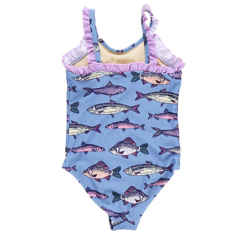 Girls Claire Suit - Blue Multi Fishies