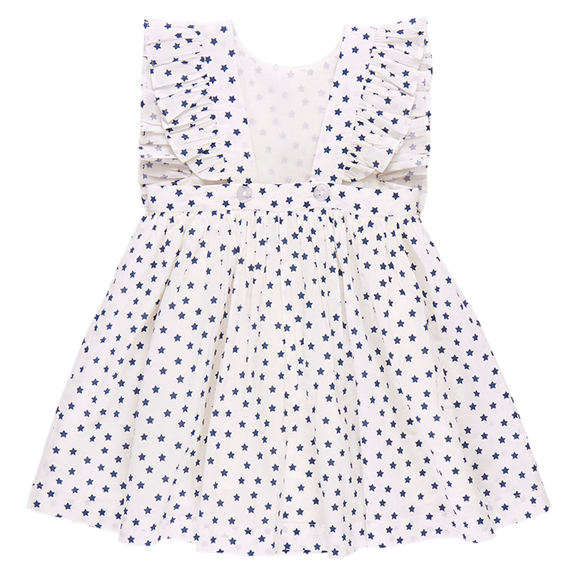 Girls Marceline Dress - Cream Ditsy Stars