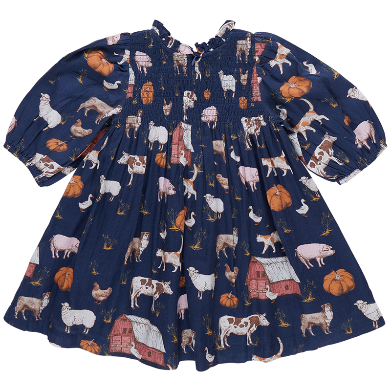 Girls Stevie Puff Sleeve Dress - On The Farm