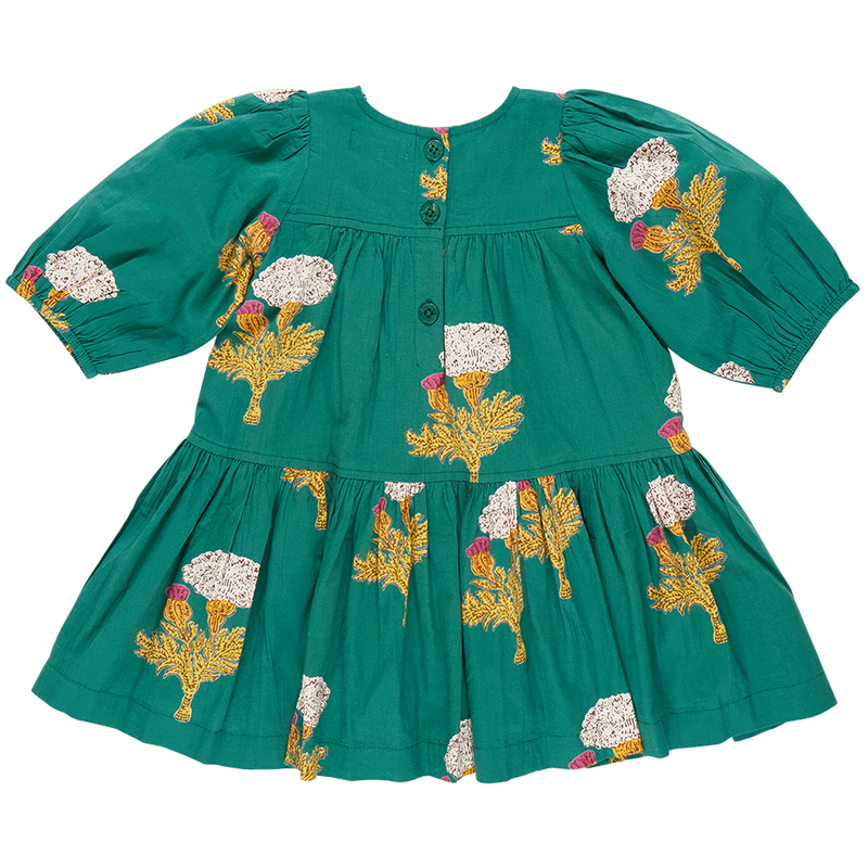 Girls Fiona Dress - Emerald Marigold