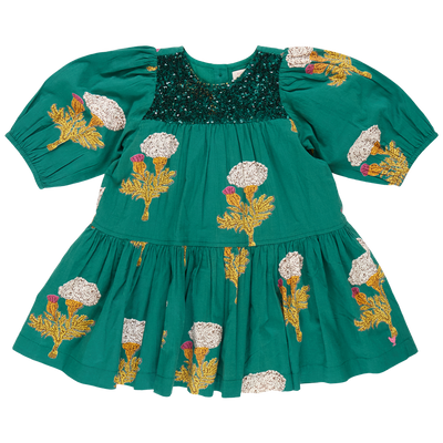 Girls Fiona Dress - Emerald Marigold