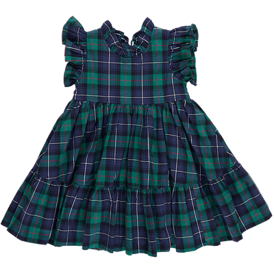 Girls Jennifer Dress - Green Tartan