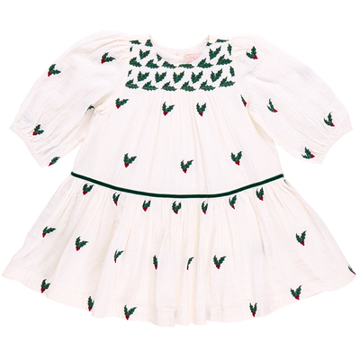 Girls Fiona Dress - Holly Embroidery